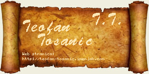 Teofan Tošanić vizit kartica